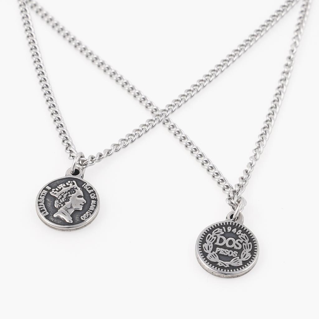Jbans Classic Dos Coin Pendant Chain Necklace (C2403-An815_Sv)