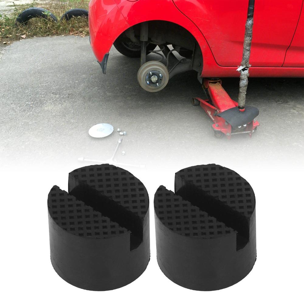 2pcs Anti-Slip Surface Rubber Jack Pad Slotted Design Vehicle Lift Adapter For Car SUV