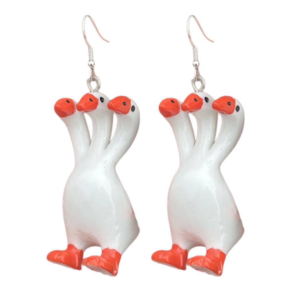 Stylish Drop Earrings Dangle Earring Goose with Three Heads Shape Keychain Necklace Perfect for Daily Life Parties Dates