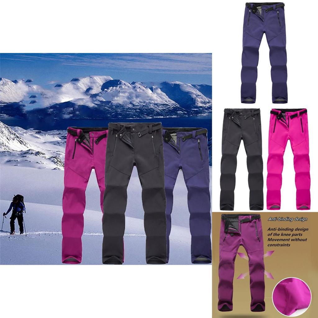 Ski Outdoor Hiking Pants Women Warm Fleece Padded Windproof Waterproof Trousers