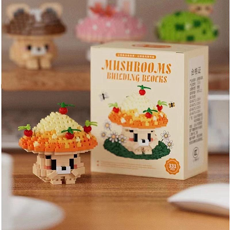 Creative Simulation Cute Mushroom Assembly Toy Building Blocks DIY Educational Teaching Toys Casual Stress Relief Games