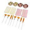 16-teiliges Gesichtsmasken-Mischschüssel-Set 4 Stück Edelstahl-Schüsseln Fächerpinsel Flachkopf-Pinsel Fleece-Stirnbänder Gold Silber