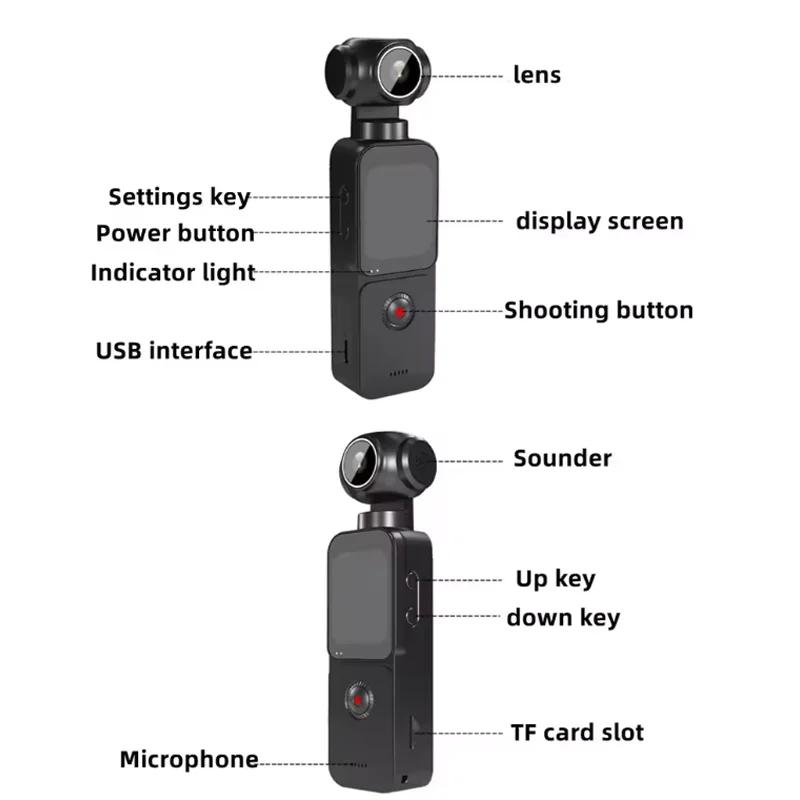 Ultra 4K/5K WIFI Touch Screen Pocket Action Camera 270° Mini Sports Cam for Vlog Helmet Travel Bicycle Driving Recorder 1.69"