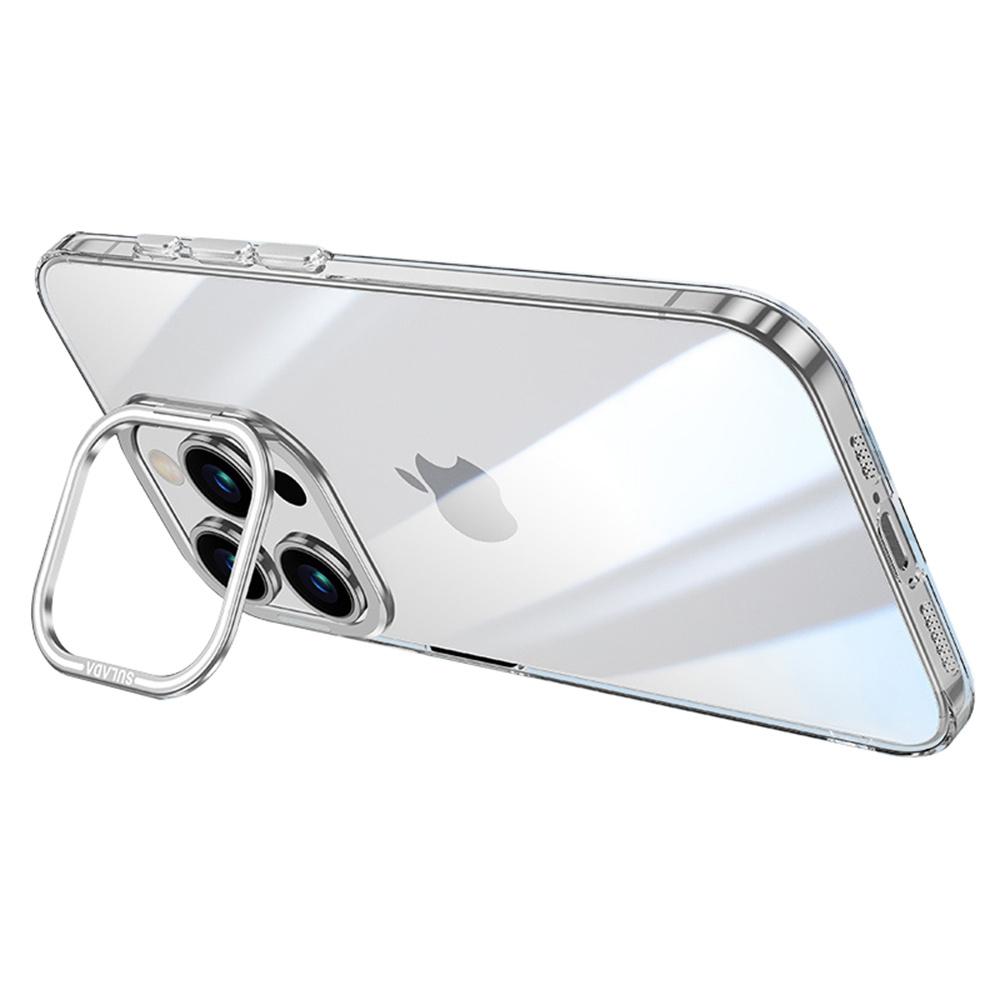 

SULADA For iPhone 16 Pro Case Folding Camera Kickstand TPU+PC Clear Phone Cover Silver