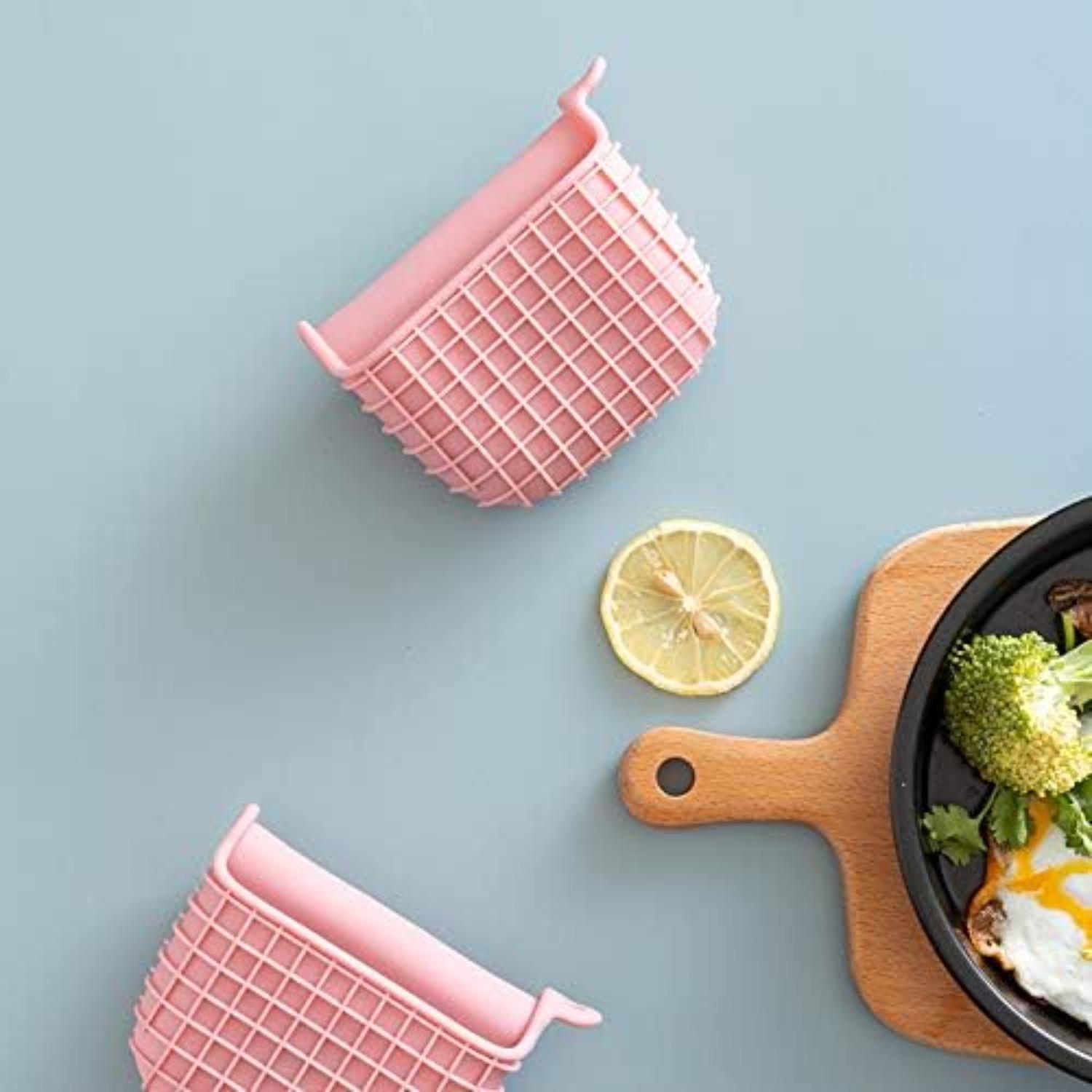 

Набор мини-прихваток из силикона, прихватки с теплоизоляцией, перчатки для духовки для приготовления пищи на кухне и ба розовый