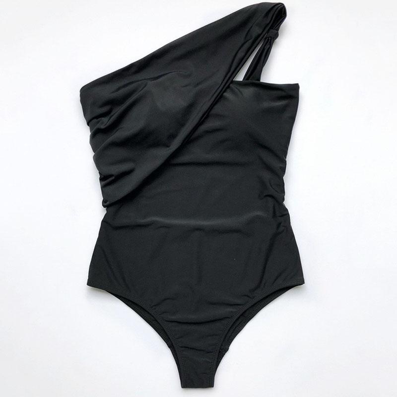 Costume da bagno push up da donna estivo Costume da bagno solido Costume da bagno a vita alta con una spalla