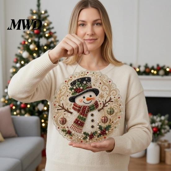 Weihnachtsgeschenk für die Familie Christmas Faux Pearl Art Kit, DIY Strassstein Edelstein Malerei Bastelset, Nikolaus Baum Wohnzimmer Dekorationen Socke Elch Muster