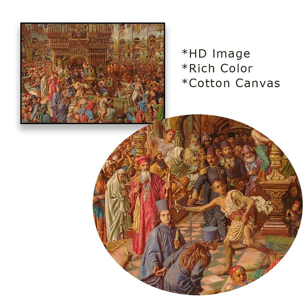 The Miracle of the Sacred Fire Oil Painting Poster Retro William Holman Hunt Prints Wall Art Vintage Classical Canvas Painting