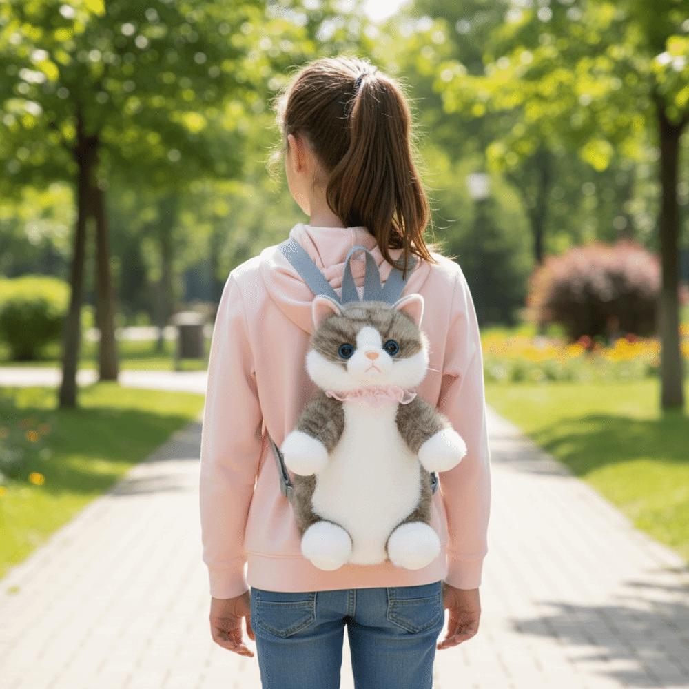 Fluffy Simulated Puppet Daypack Soft Stuffed Animals Plush School Bag  Travel Storage