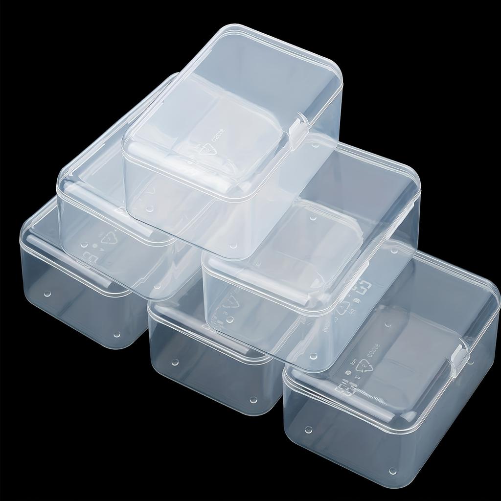 6pcs Clear Plastic Storage Boxes Transparent Organizer Containers for Home Office Kitchen Closet Small Items Organizers Storage