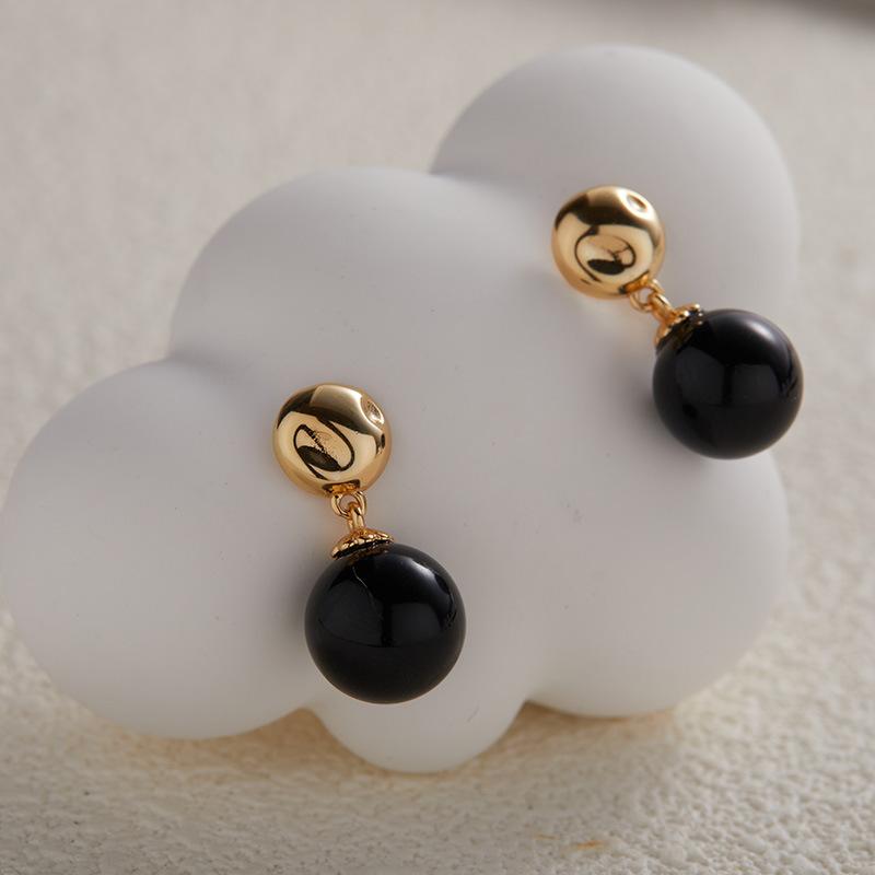 Orecchini a lobo colorati in Argento Sterling S925 Agata Rossa Naturale Agata Nera Giada Verde + Occhio di Tigre Tesoro Tendenza Donna Orecchini a Sfera