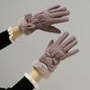 Student female winter cycling bow thickened cold-proof cute winter gloves velvet warm