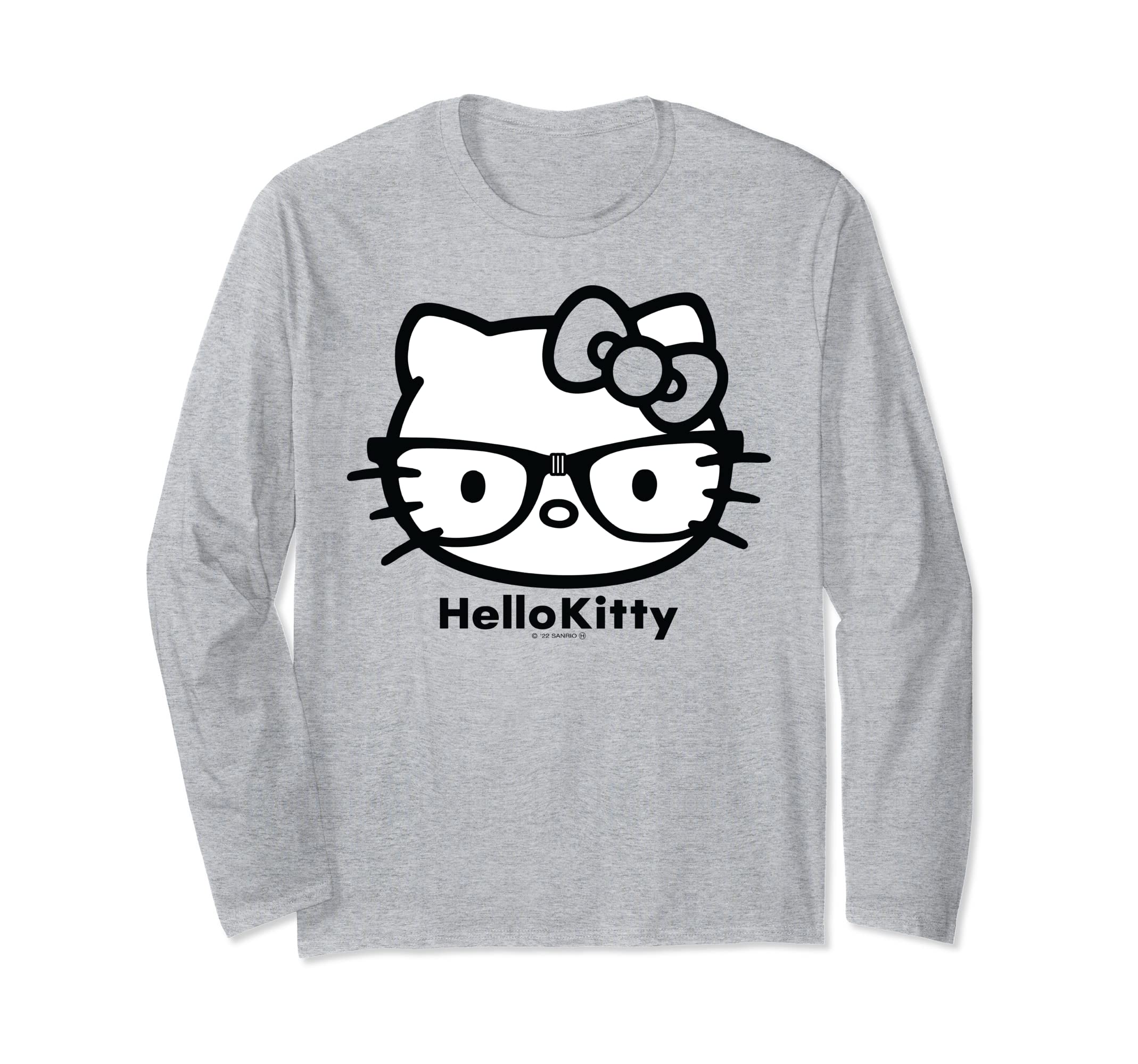 Футболка с длинным рукавом Hello Kitty, дизайн лица, США серый