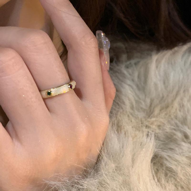 Colorful Retro Heart Adjustable Ring for Women - Trendy French Glaze Stacking Index Finger Ring