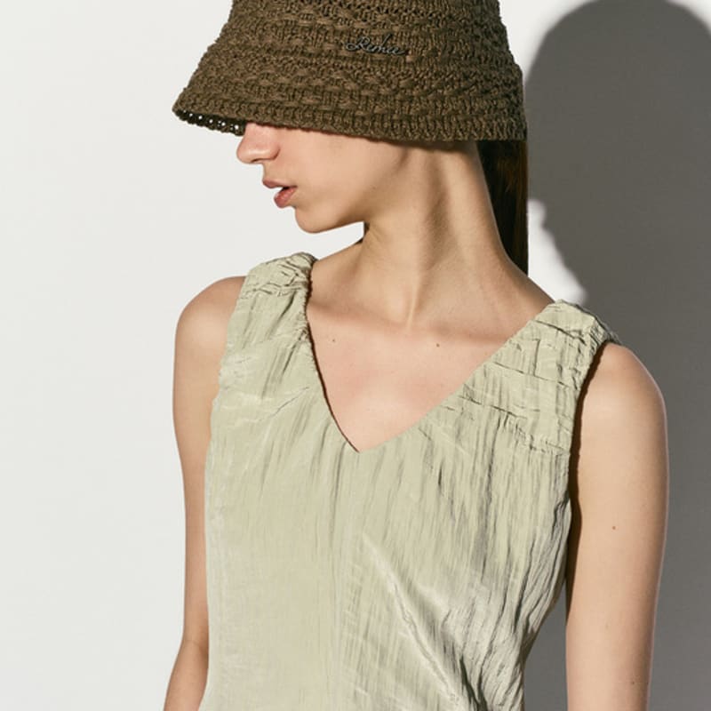 RE RHEE CROCHET BUCKET HAT KHAKI BROWN