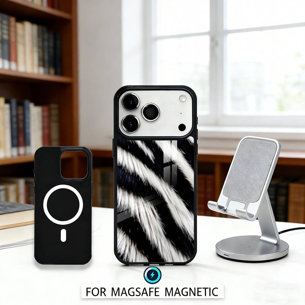F-Fashion T-Tiger Leopard Print Phone Case Magnetic For iPhone17 16 15 14 13 12 Pro Max For Magsafe Wireless Charging Cover