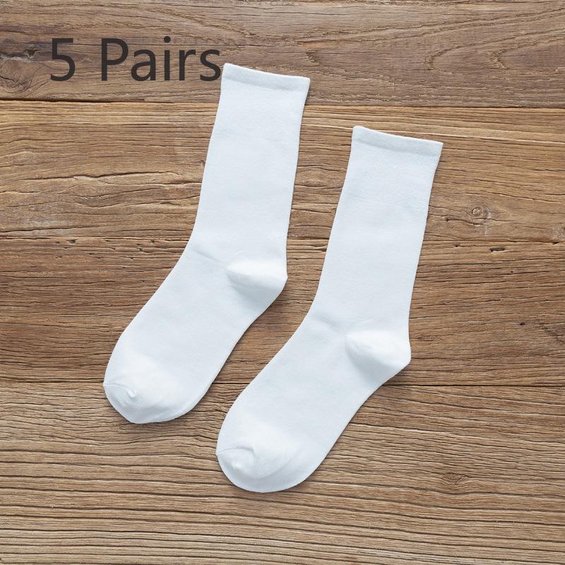 5 Pairs of Female Autumn Trend High Tube Solid Color Pile Socks