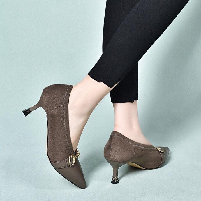 High heels women's spring new simple pointed thin high heels single shoes shallow mouth low top fashion women's shoes