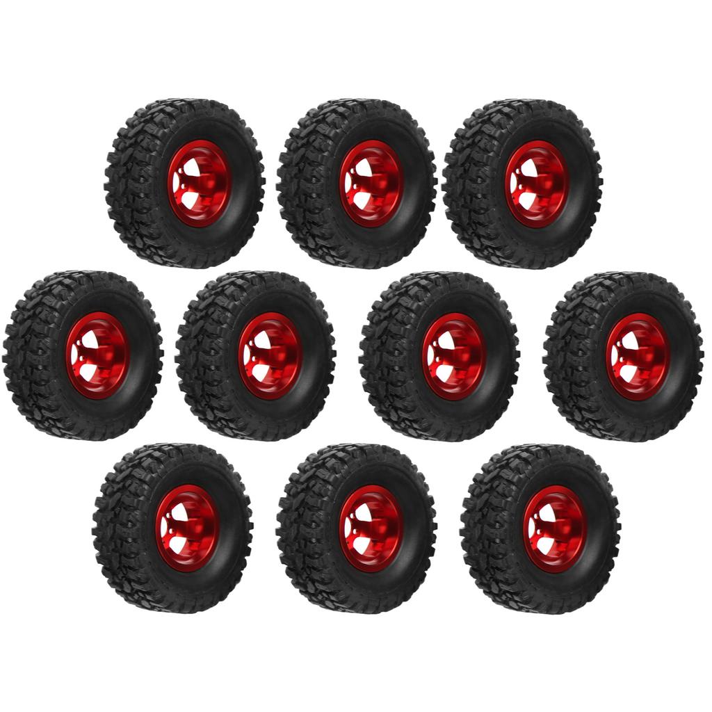 6WD Rubber Tires Aluminum Alloy Wheel Hub for WPL B24 B36 1 16 RC Car Upgrade PartRed
