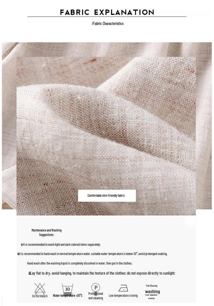 Women's Summer 2026 Imitation Han Linen Short-Sleeve T-Shirt - Artistic Solid Color Design