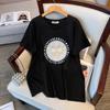 Women's Plus Size Slimming Loose Mid-Length Round Neck Short Sleeve T-shirt 200/300/350 Jin 6308