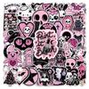 50 Black Gothic Skull Graffiti Stickers for Décor - Perfect for Fridges, Phones, and Computers