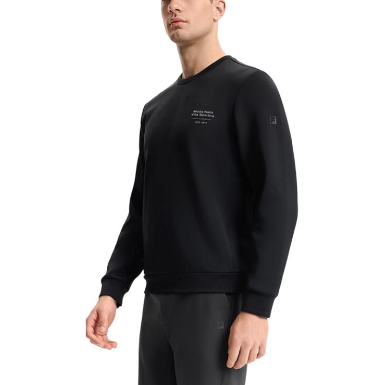 FILA Fitness Sports Simple Knitted Long Sleeve Sweatshirt Men sweatshirt Deep-Black A11M511218F-BK