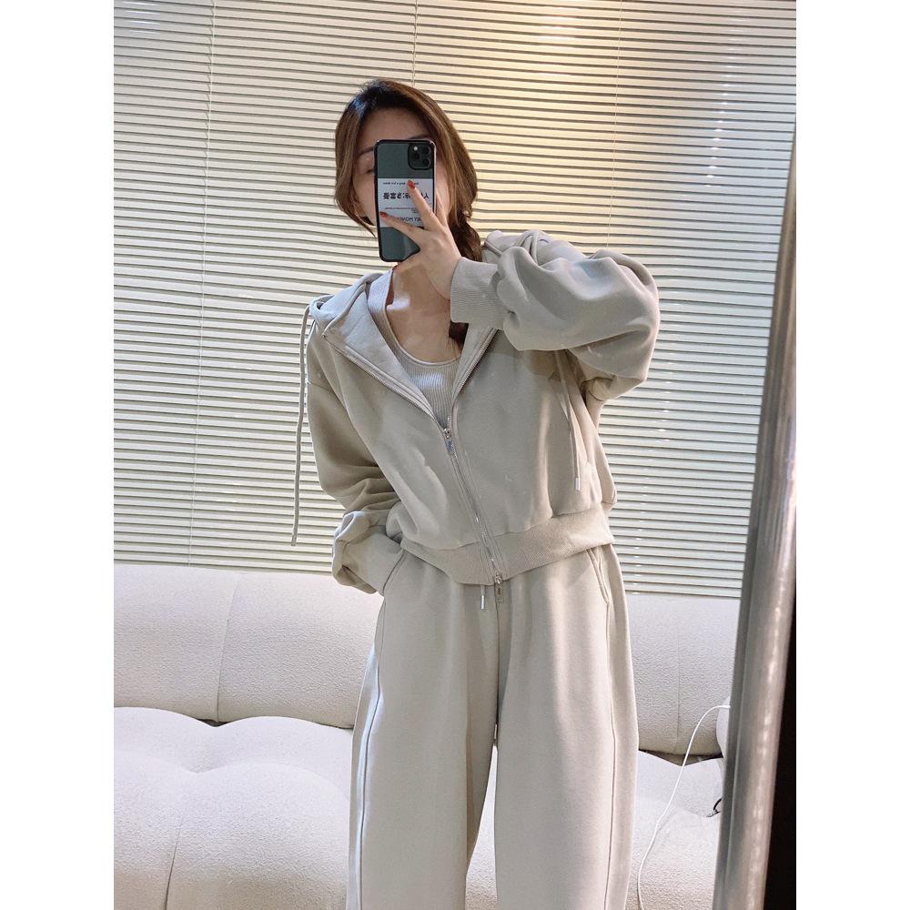 Women's Casual Spring & Autumn Two-Piece Set: Fashion Hoodie & Wide-Leg Pants - Age-Defying & Slimming Design