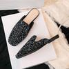 Flat-soled Single Shoes, New Rhinestone Temperament, Half-support Single Shoes, Soft-soled Bag Head, Female Summer Wear a Foot