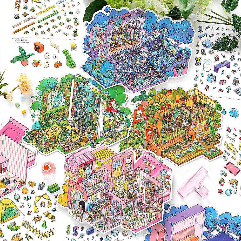 Infeel.Me My Little House Scenery Sticker (2.5D Miniature, Large Size) – Series 21 Children's Journal Toy