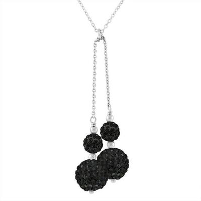 Necklace - LOVA LOLA VAN DER KEEN - 4 Balls - 925 Sterling Silver - Black Crystals - 42 Cm