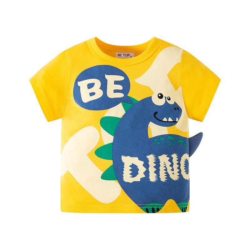 2025 Kids' 3D Dinosaur Short Sleeve T-shirt - Boys’ Cartoon Korean Style Summer Clothing