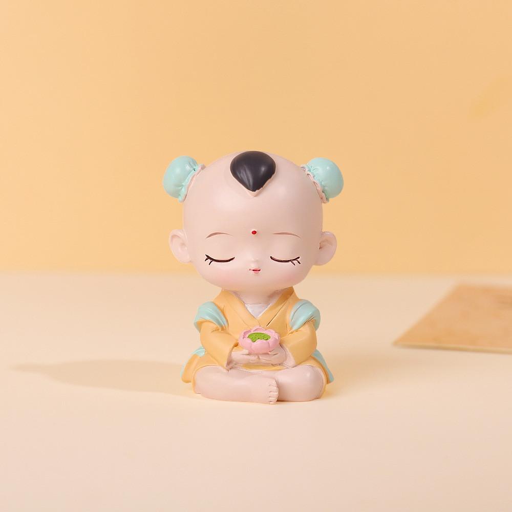 

Buddhist Blessing Resin Figurine With Lotus Base For Home Decor And Giftgiving Style A