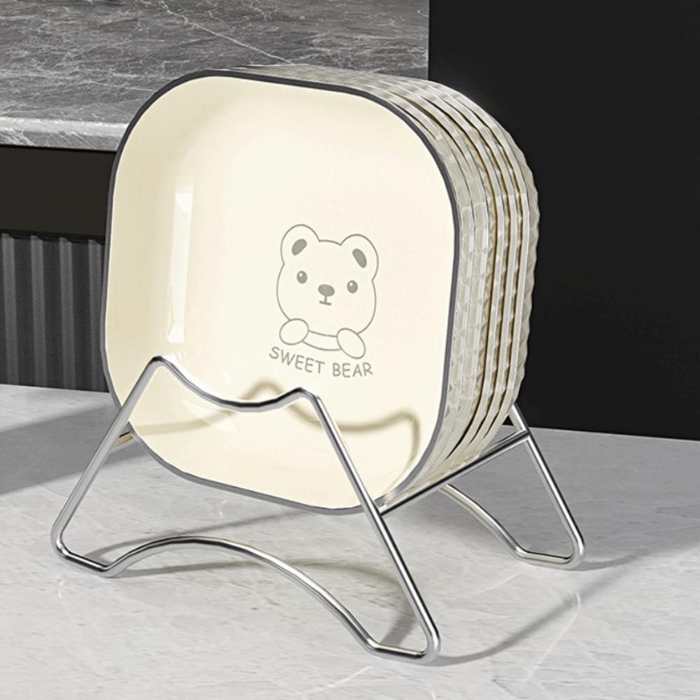 Square Fruit Plate with Storage Rack Snack Dish Food Grade Spitting Bone Saucer Candy