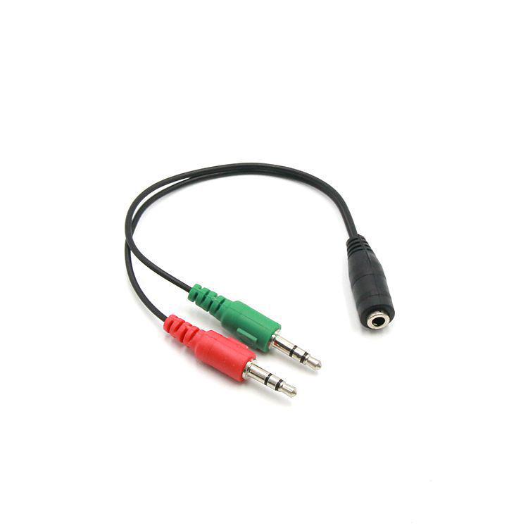 3.5mm Dual Audio Adapter Cable for Headset, Red/Green PVC Splitter for Notebooks