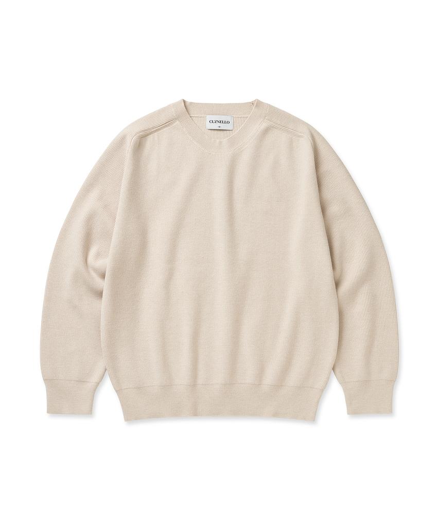 CUZNELLO Soft Saddle Crewneck Knit_Oatmeal