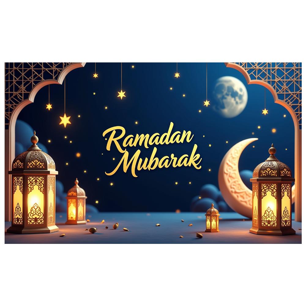 Ramadan Mubarak Lantern Backdrop Banner Islamic Celebration Event Decor Party Supplies Photography Props Decorations Background