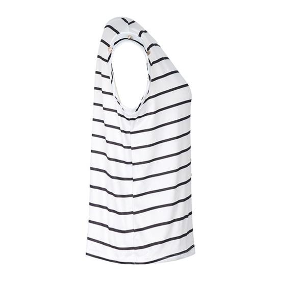 Tricou de damă, cu decolteu O, fără mâneci, tunică, topuri, cu dungi, cu imprimeu, cu vârste libere