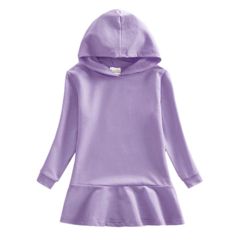 Spring Autumn Lotus Leaf Edge Cartoon Rainbow Girls' Dress Cotton Children's Long Sleeve Hoodie Hundred Fold Princess Dress
