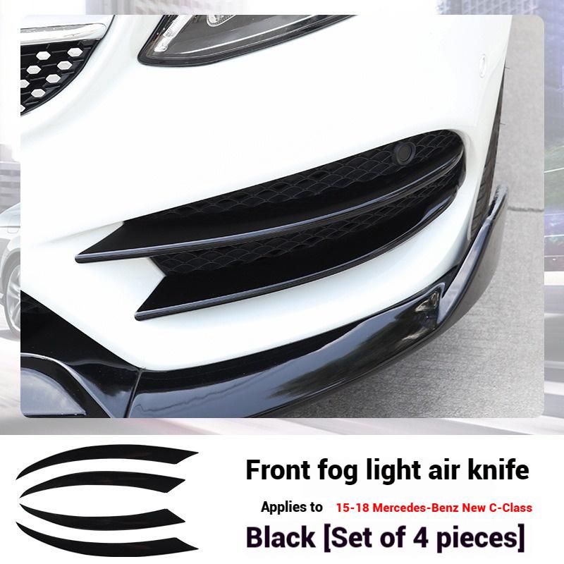 For Mercedes Benz C Class W205 C180 C200 2015-2018 Car Front Lip Bumper Spoiler Splitter Fog Lamp Grille Air Vent Cover Sticker