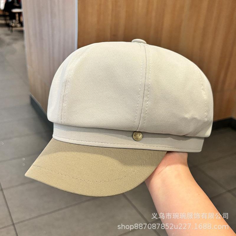 Spring and Autumn New Gold Buckle Octagonal Hat Children's Outdoor Face Painter Newsboy Hat Sunshade Sunscreen Hat
