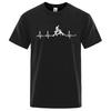 Mountainbike Hjärtslag Rolig Mtb Dirtbike Herr T-shirt Hip Hop Casual Toppar Sommar Street T-shirt Oversize Bomull Kortärmad