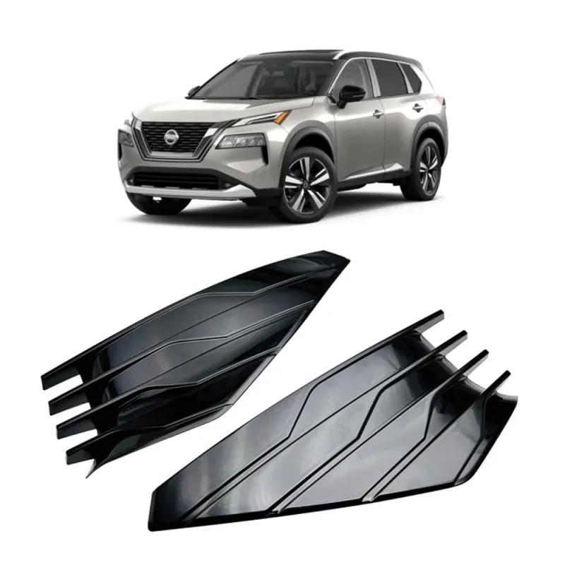 For Nissan Rogue X-Trail T33 ABS Glossy Black Front Bumper Fog Daytime Running Light foglamp Round Grille Trims Cover