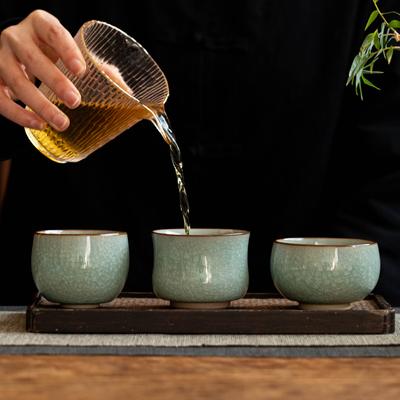 Ceramic Ice Flower Master Cup Kung Fu Teacup Tea Bowl Opening Can Raise Ru Kiln Large Tea Cup Tea Cup Tea Set