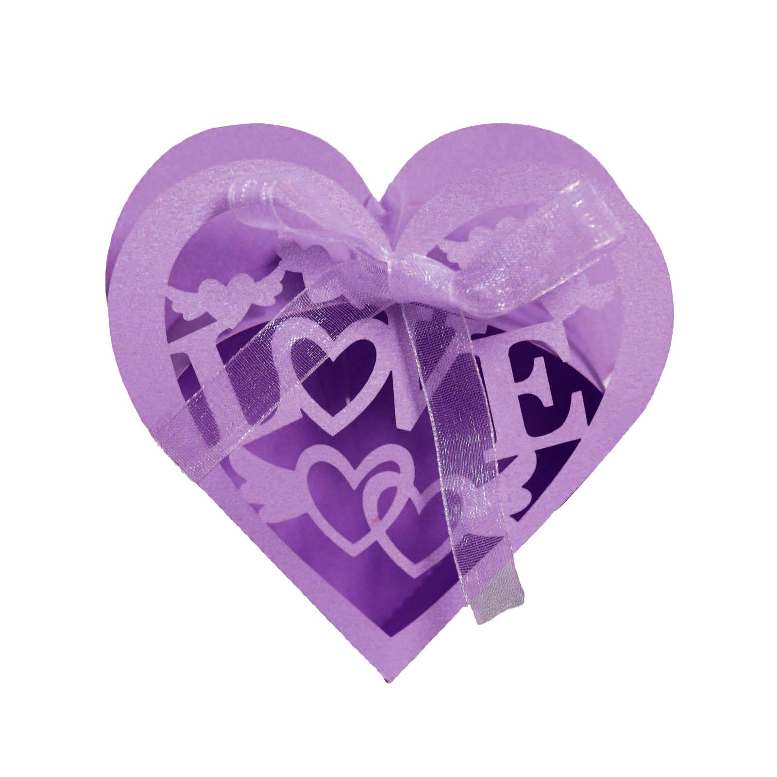 50pcs Packaging Candies Box Gift Candy Boxes Chocolate Box Hollow Out Heart Candy Box for Sweets Wedding Valentines Day фиолетовый