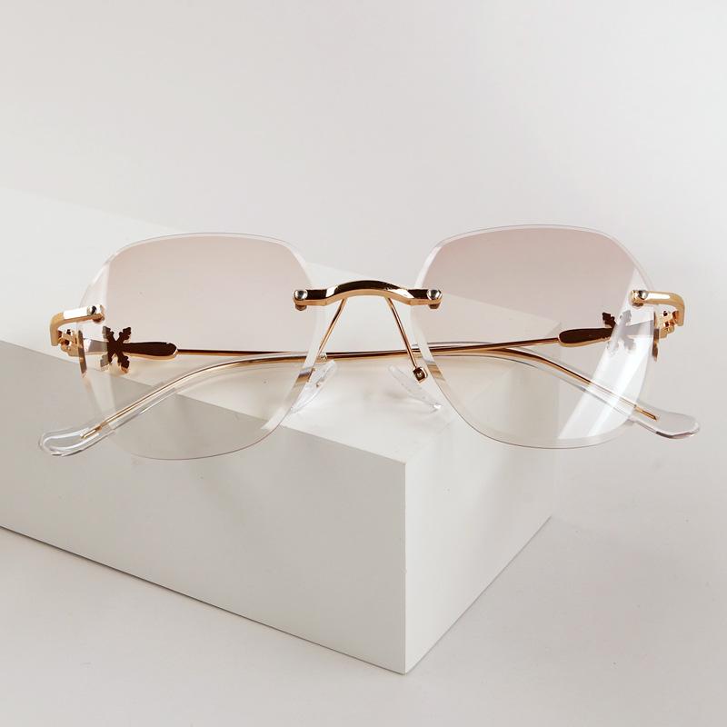 Fashion temperament age-reducing high definition anti-blue reading glasses women's frameless trimming foreign style in the elderly reading glasses