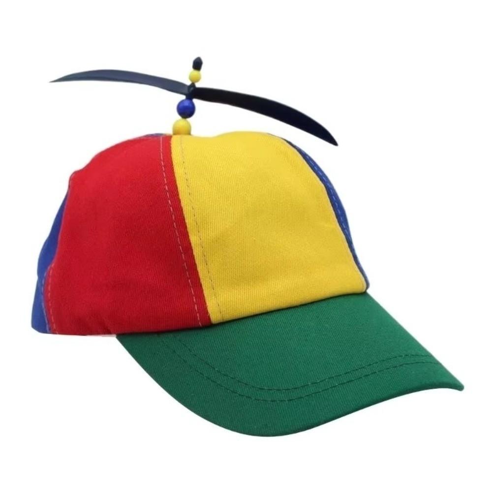 Abnehmbare Propeller-Baseballkappe Verstellbare Baumwoll-Bambus-Libellenkappe Color-Block Regenbogen-Design