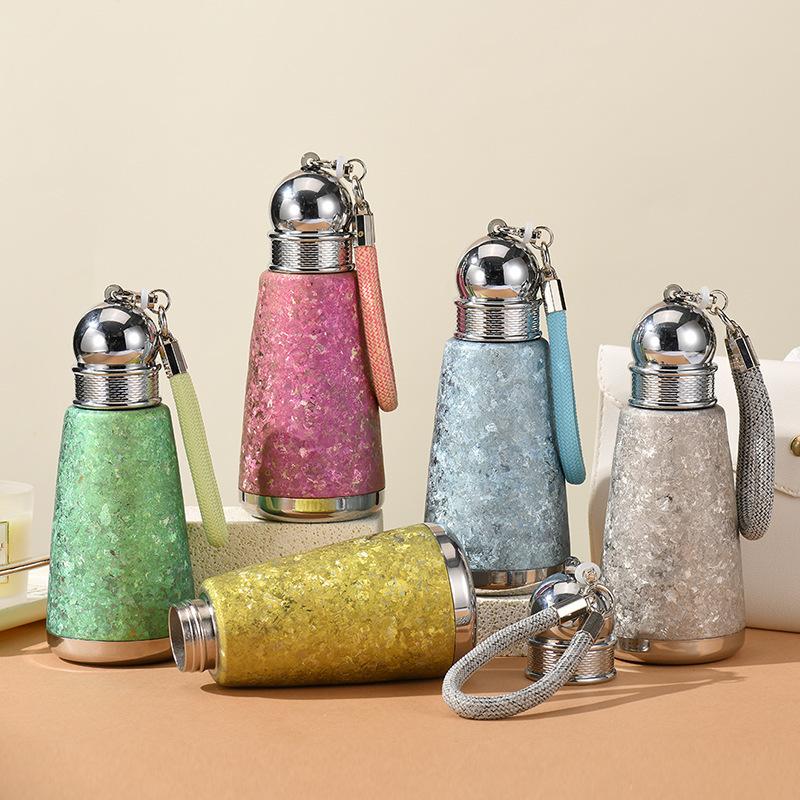 330ml Women s Pure Titanium Thermos Cup With Handle,Double-layer,High-end Festival Gift,Crystal,Portable Pocket Cup/Water Bottle 330ml