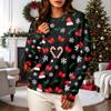 Women's Casual Long Sleeve Christmas Print Neck Pullover Sweatshirt