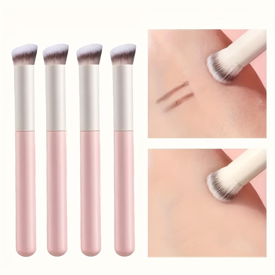 [Professional Kabuki Brush] Professional Mini Kabuki Brush - Angled Flat Top Concealer & Contour Brush | Small Precision Brush for Blending,